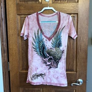 Remetee Rose Winged Heart Gold Foiled Rhinestone